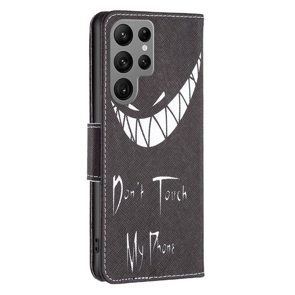 EIDERWOOD Samsung Galaxy S25 Ultra Kunstlæder Cover m. Pung & Ståfunktion - "Don't Touch My Phone"