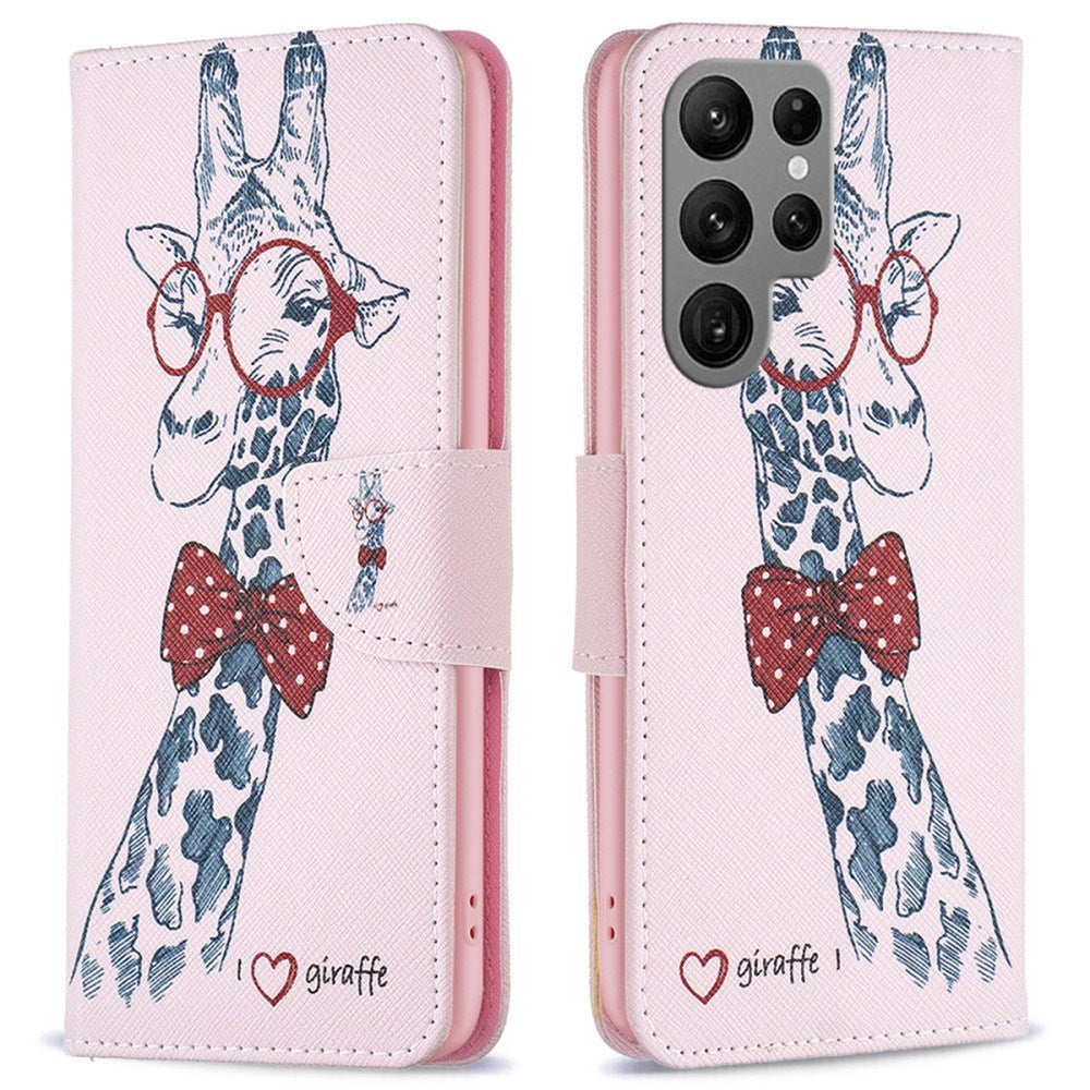 EIDERWOOD Samsung Galaxy S25 Ultra Kunstlæder Cover m. Pung & Ståfunktion - Giraf