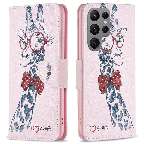 EIDERWOOD Samsung Galaxy S25 Ultra Kunstlæder Cover m. Pung & Ståfunktion - Giraf