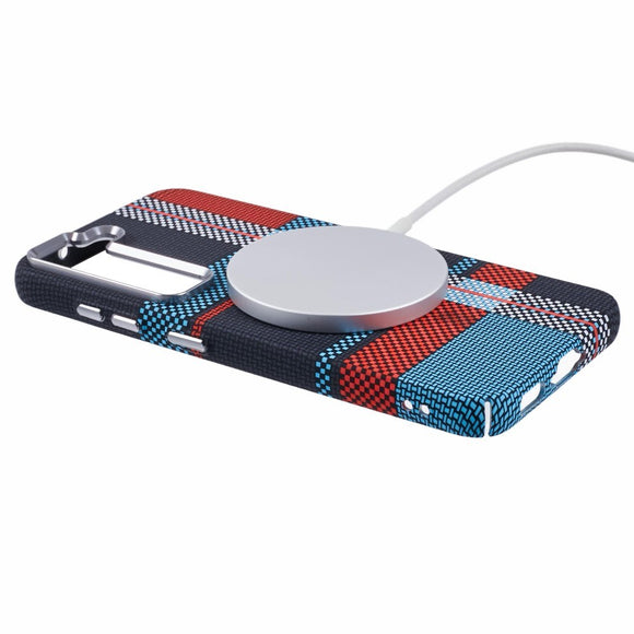EIDERWOOD Mønstret Carbon Cover - Samsung Galaxy S23 - MagSafe Kompatibel - Dark Checkered Pattern