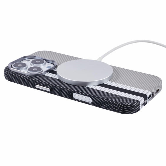 EIDERWOOD Mønstret Carbon Cover - iPhone 16 Pro - MagSafe Kompatibel - Grey Stripes