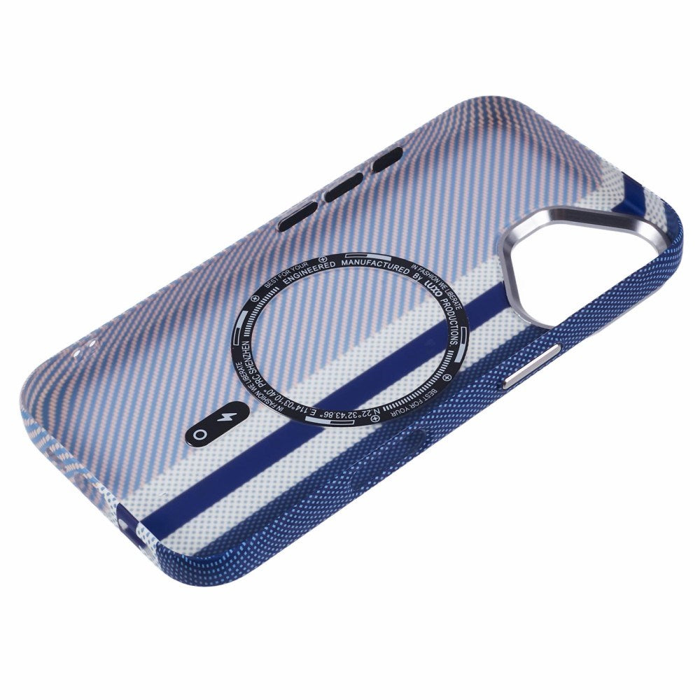 EIDERWOOD Mønstret Carbon Cover - iPhone 16 - MagSafe Kompatibel - Blue Stripes
