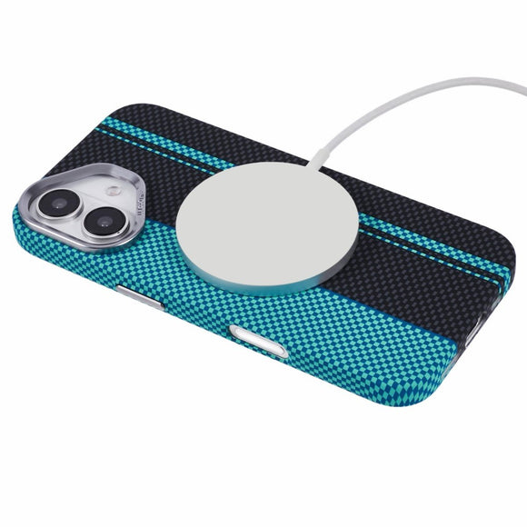 EIDERWOOD Mønstret Carbon Cover - iPhone 16 - MagSafe Kompatibel - Blue/Black