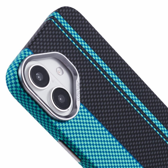 EIDERWOOD Mønstret Carbon Cover - iPhone 16 - MagSafe Kompatibel - Blue/Black