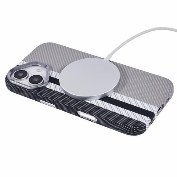 EIDERWOOD Mønstret Carbon Cover - iPhone 16 - MagSafe Kompatibel - Grey Stripes