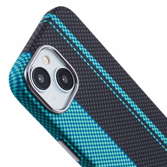 EIDERWOOD Mønstret Carbon Cover - iPhone 15 - MagSafe Kompatibel - Blue/Black