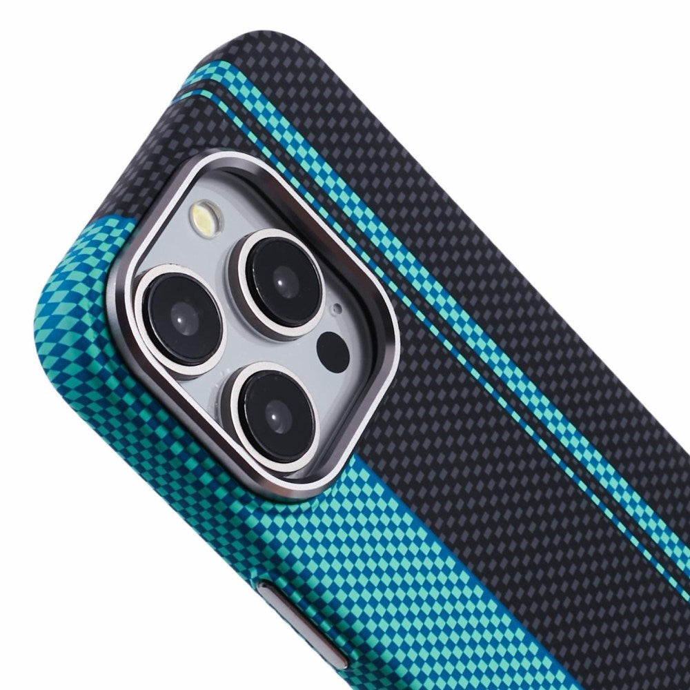 EIDERWOOD Mønstret Carbon Cover - iPhone 15 Pro - MagSafe Kompatibel - Blue/Black
