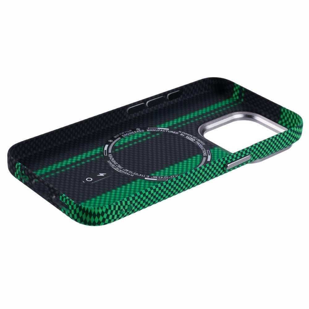 EIDERWOOD Mønstret Carbon Cover - iPhone 15 Pro - MagSafe Kompatibel - Green/Black