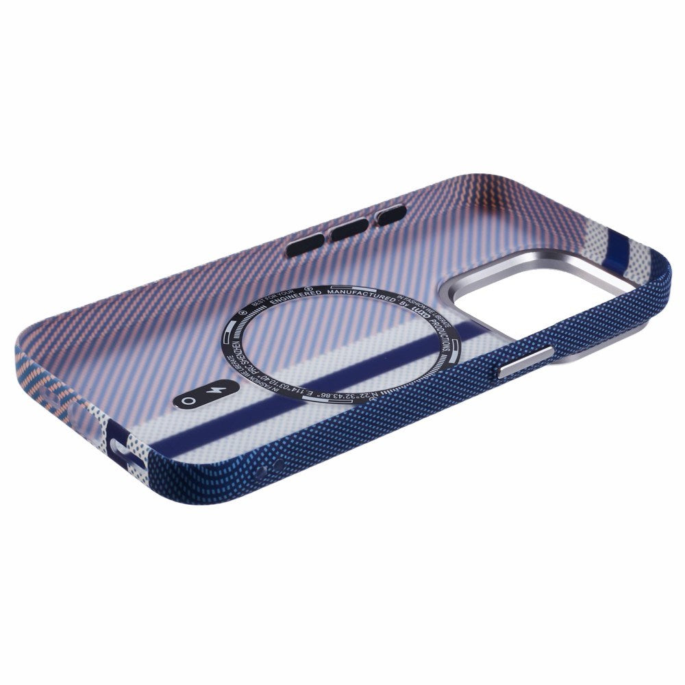 EIDERWOOD Mønstret Carbon Cover - iPhone 15 Pro - MagSafe Kompatibel - Blue Stripes