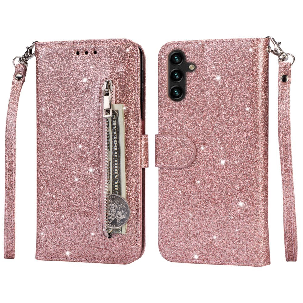 EIDERWOOD Samsung Galaxy S25 Glimmer Flip Cover m. Lynlåslomme & Ståfunktion - Lyserød