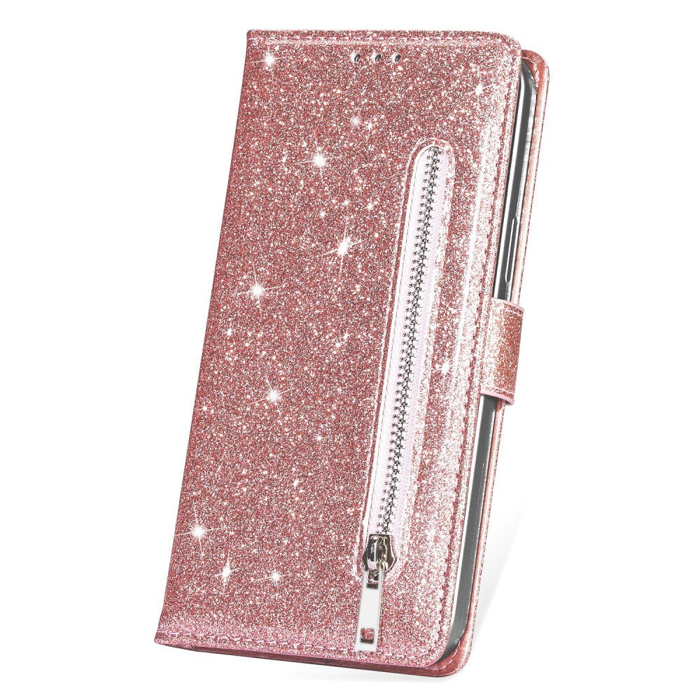 EIDERWOOD Samsung Galaxy S25 Glimmer Flip Cover m. Lynlåslomme & Ståfunktion - Lyserød
