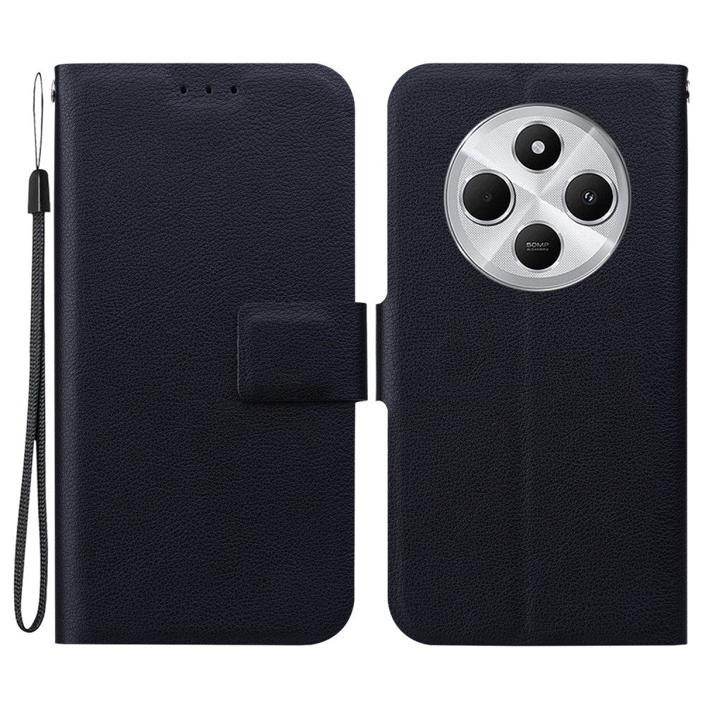 EIDERWOOD Xiaomi Redmi 14C / Poco C75 Kunstlæder Flip Cover m. Strop - Sort