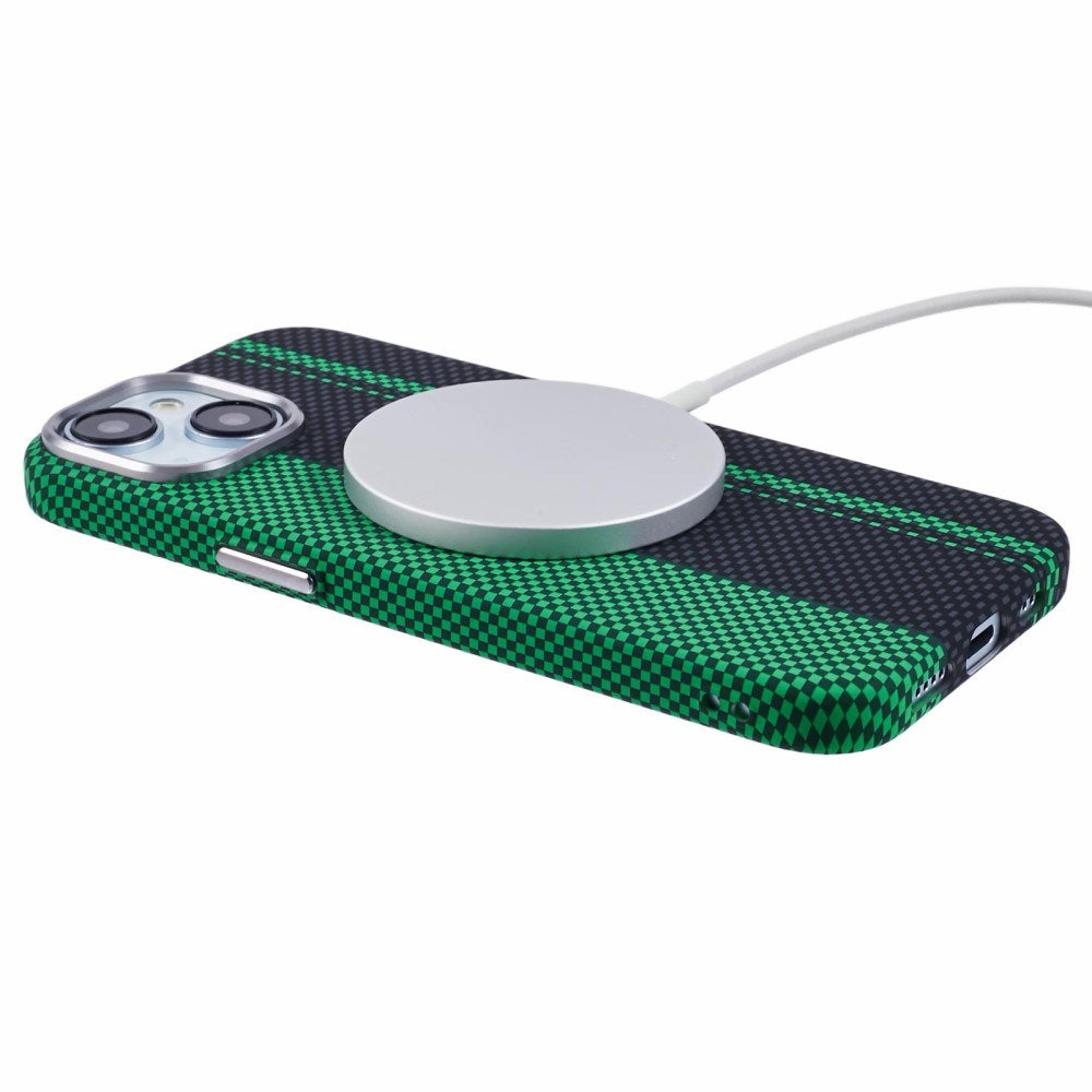 EIDERWOOD Mønstret Carbon Cover - iPhone 14 - MagSafe Kompatibel - Green/Black