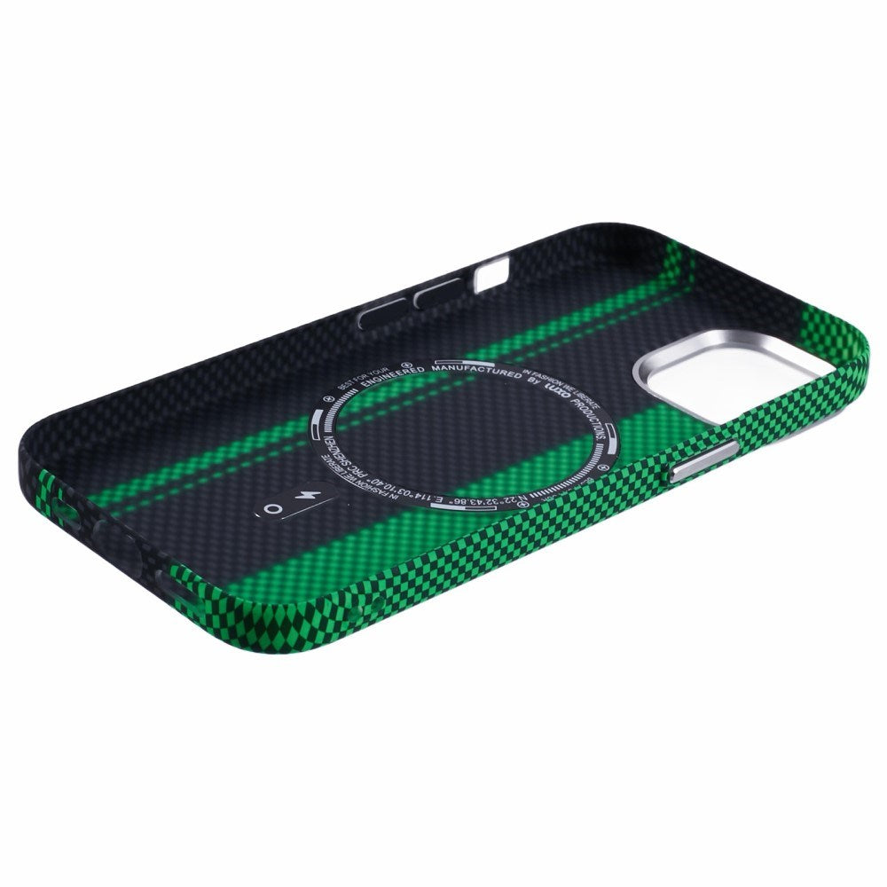 EIDERWOOD Mønstret Carbon Cover - iPhone 14 - MagSafe Kompatibel - Green/Black