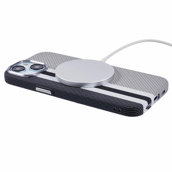 EIDERWOOD Mønstret Carbon Cover - iPhone 14 - MagSafe Kompatibel - Grey Stripes