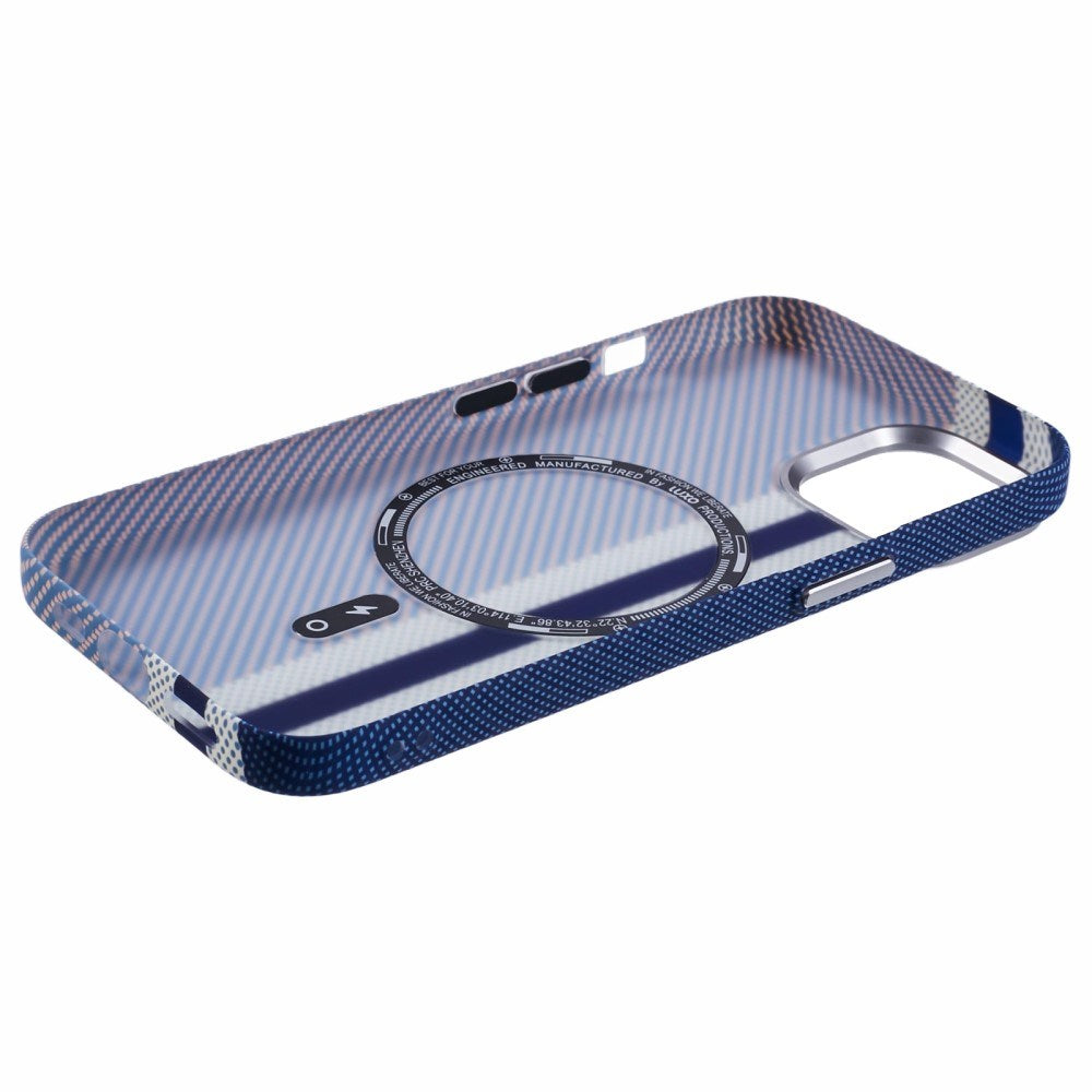 EIDERWOOD Mønstret Carbon Cover - iPhone 14 - MagSafe Kompatibel - Blue Stripes