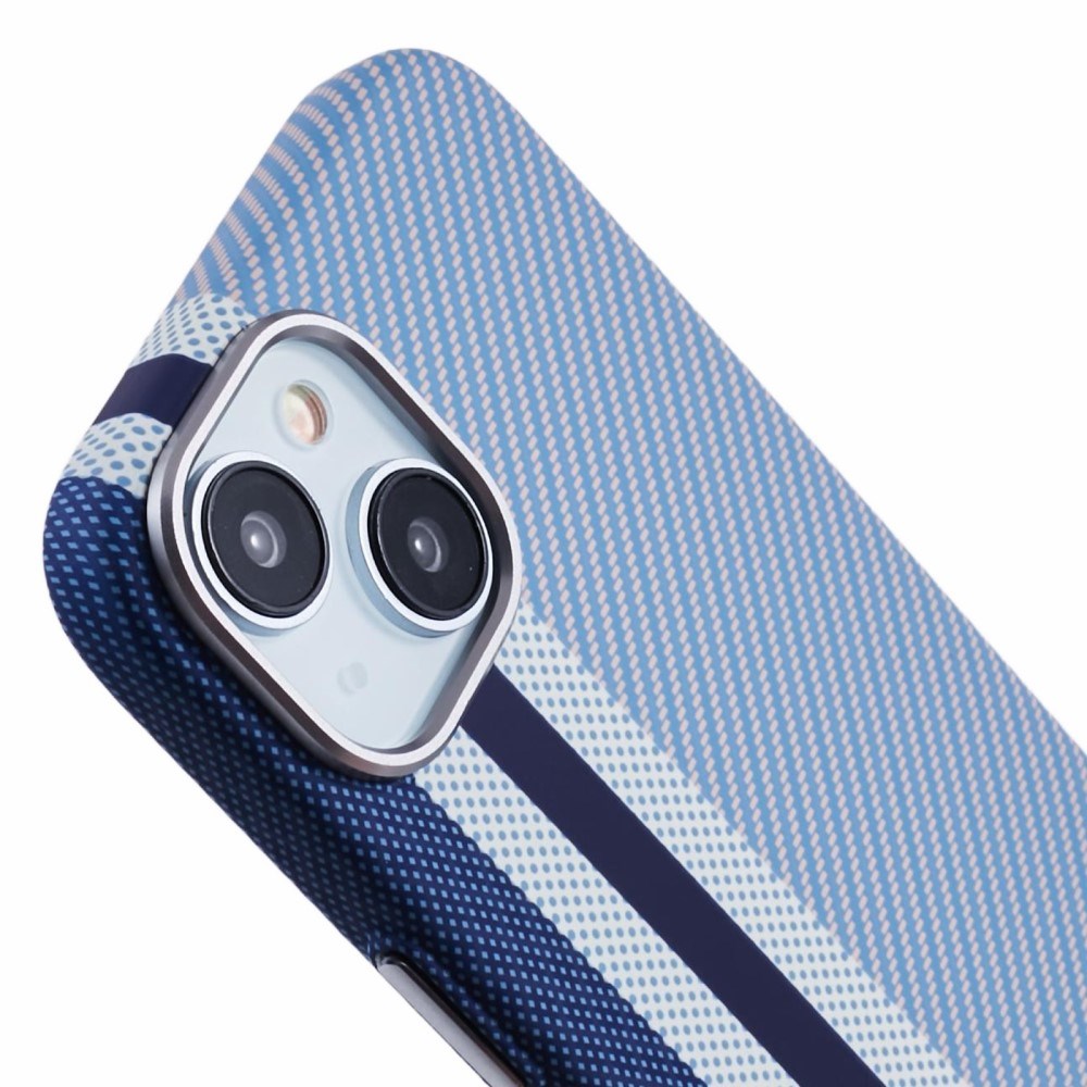 EIDERWOOD Mønstret Carbon Cover - iPhone 14 - MagSafe Kompatibel - Blue Stripes