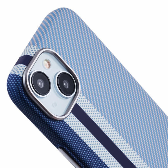 EIDERWOOD Mønstret Carbon Cover - iPhone 14 - MagSafe Kompatibel - Blue Stripes