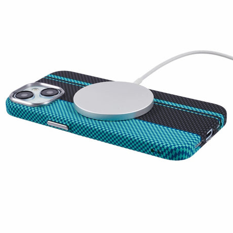 EIDERWOOD Mønstret Carbon Cover - iPhone 14 - MagSafe Kompatibel - Blue/Black