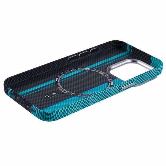 EIDERWOOD Mønstret Carbon Cover - iPhone 13 Pro - MagSafe Kompatibel - Blue/Black