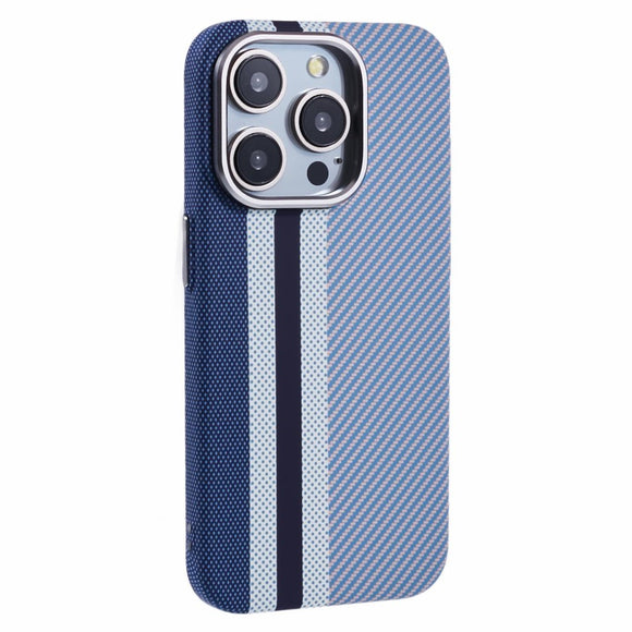 EIDERWOOD Mønstret Carbon Cover - iPhone 12/12 Pro - MagSafe Kompatibel - Blue Stripes