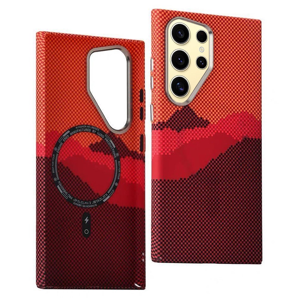 EIDERWOOD Mønstret Carbon Cover - Samsung Galaxy S23 Ultra - MagSafe Kompatibel - Orange Peak