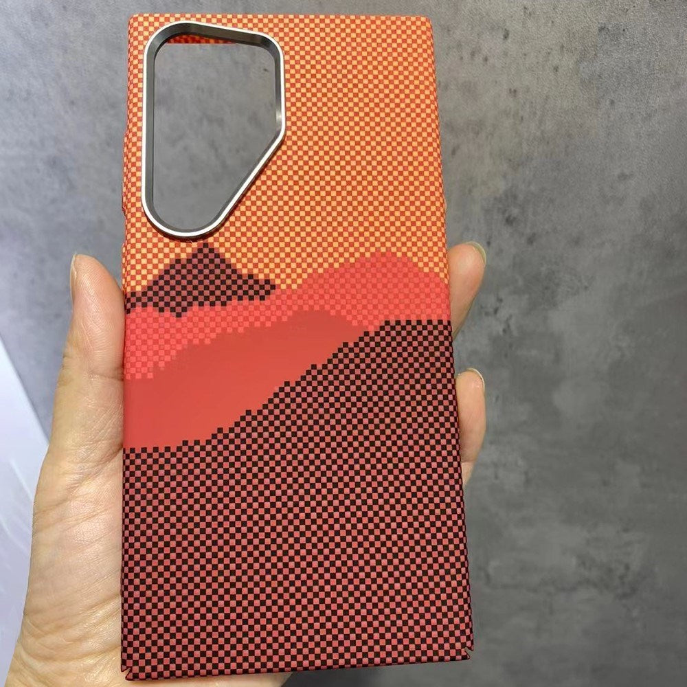 EIDERWOOD Mønstret Carbon Cover - Samsung Galaxy S23 Ultra - MagSafe Kompatibel - Orange Peak