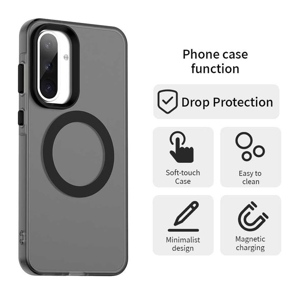 EIDERWOOD Samsung Galaxy A36 (5G) Hybrid Plast Cover - MagSafe Kompatibel - Gennemsigtig / Sort