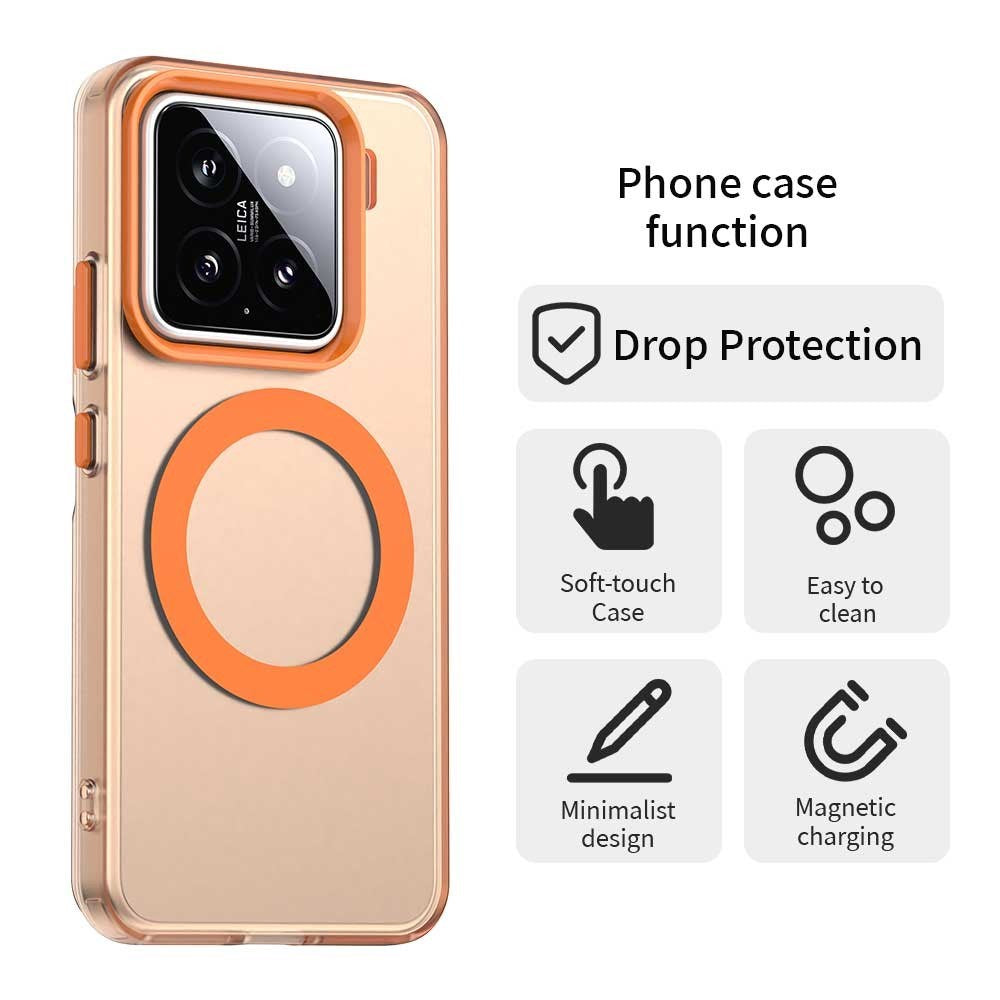 EIDERWOOD Xiaomi 15 Hybrid Plast Cover - MagSafe Kompatibel - Gennemsigtig / Orange