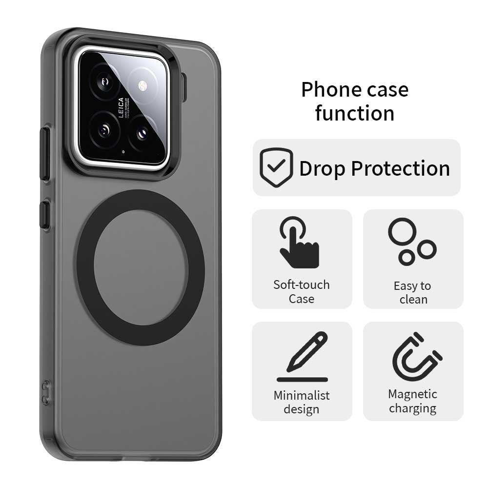 EIDERWOOD Xiaomi 15 Hybrid Plast Cover - MagSafe Kompatibel - Gennemsigtig / Sort