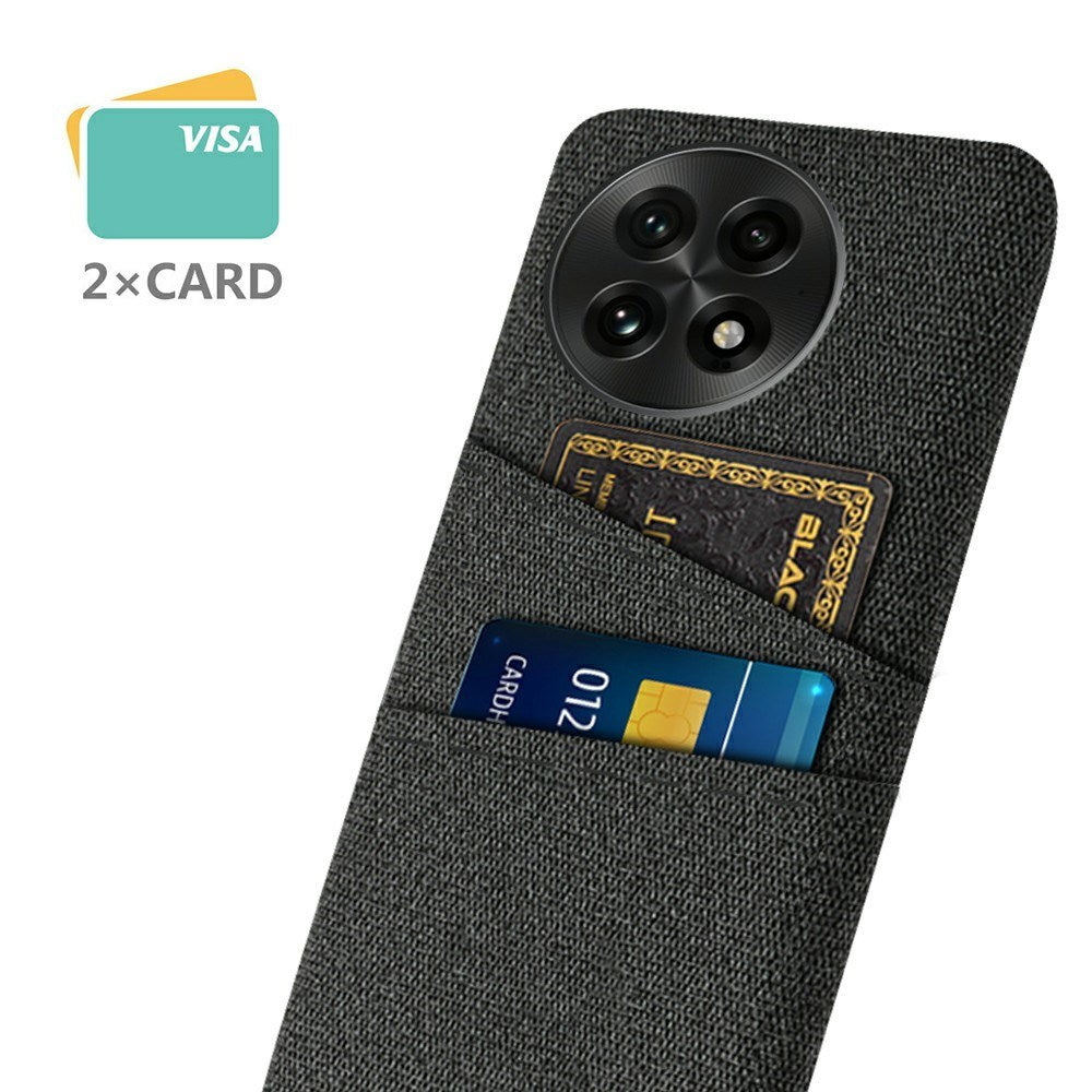 EIDERWOOD OnePlus 13 Stofbetrukket Plastik Cover m. Kortholder - Sort