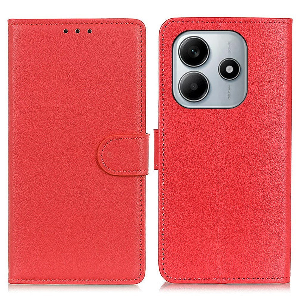 EIDERWOOD Xiaomi Redmi Note 14 (4G) Kunstlæder Flip Cover m. Kortholder & Ståfunktion - Rød