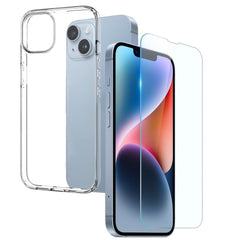 NORTHJO iPhone 14 Beskyttelsessæt m. Fleksibelt Plastik Mobil Cover m. Hærdet Beskyttelsesglas - Gennemsigtig
