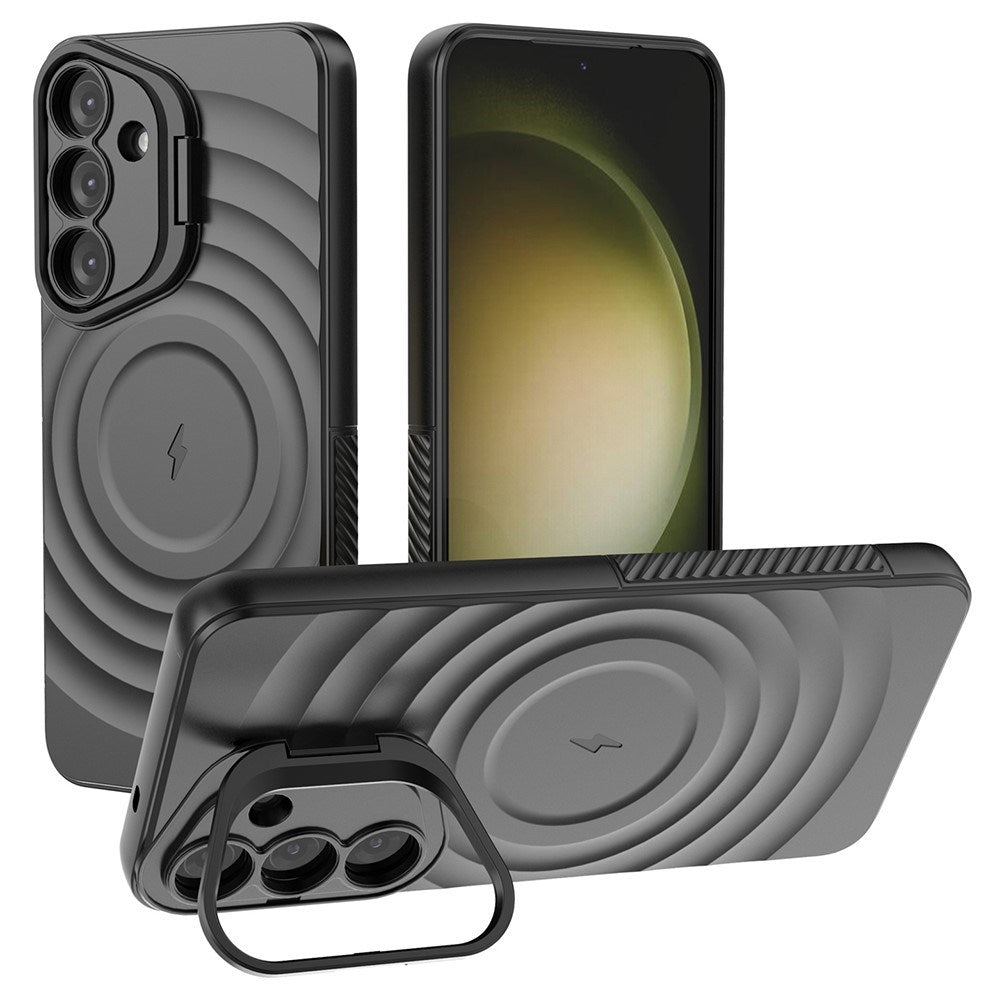 EIDERWOOD Samsung Galaxy S25+ (Plus) Fleksibelt Plastik Cover m. Tekstur & Kickstand - Sort