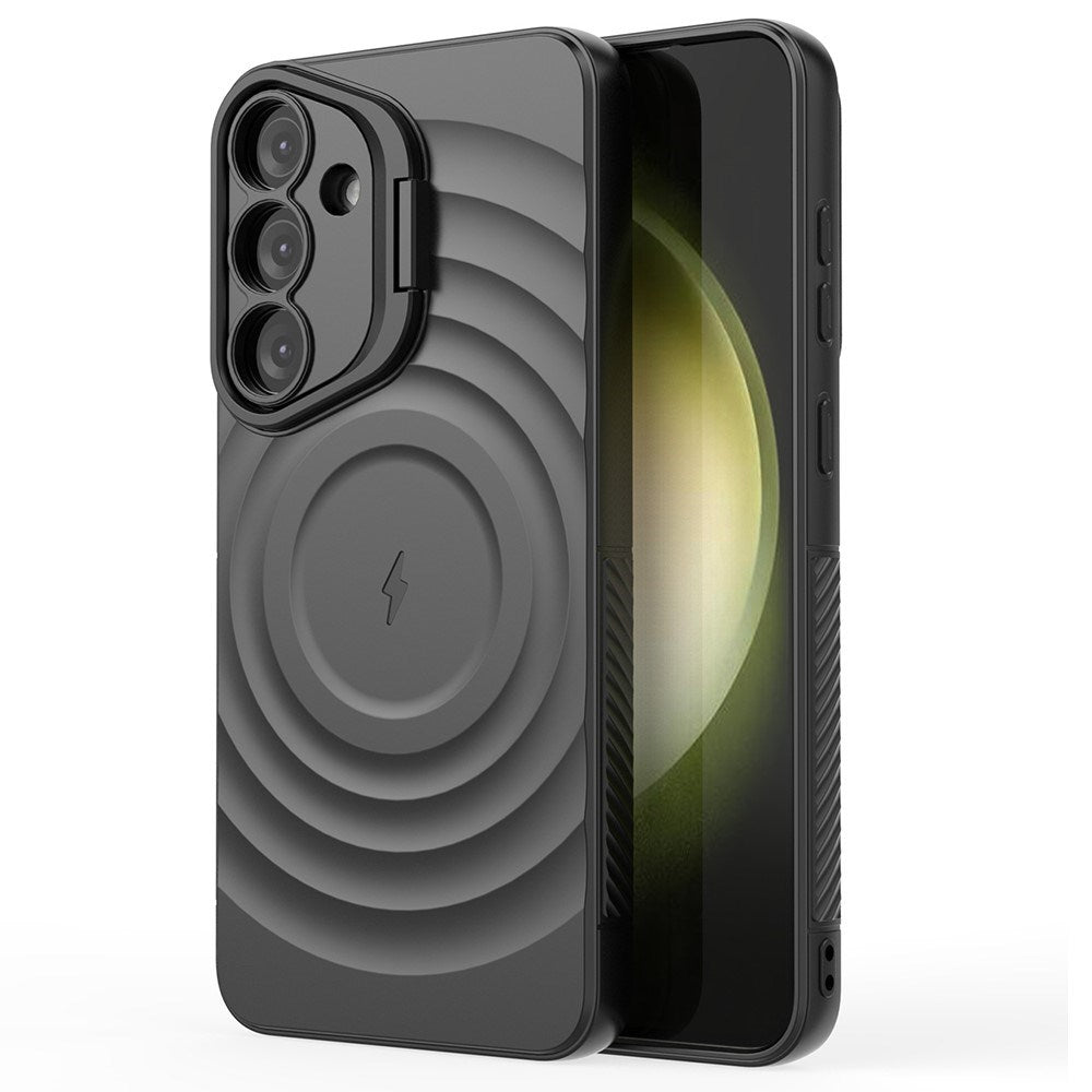 EIDERWOOD Samsung Galaxy S25+ (Plus) Fleksibelt Plastik Cover m. Tekstur & Kickstand - Sort