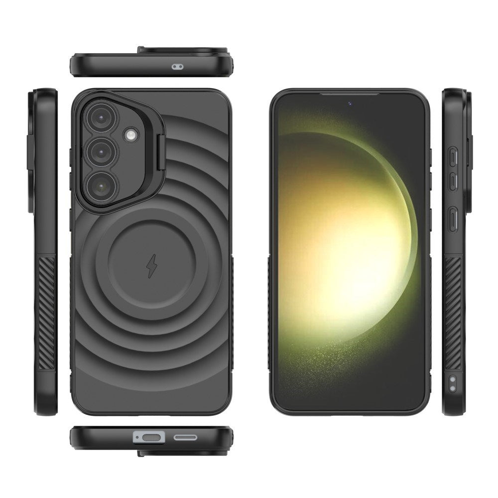 EIDERWOOD Samsung Galaxy S25+ (Plus) Fleksibelt Plastik Cover m. Tekstur & Kickstand - Sort