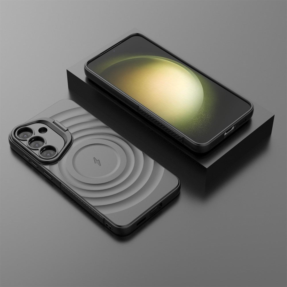 EIDERWOOD Samsung Galaxy S25+ (Plus) Fleksibelt Plastik Cover m. Tekstur & Kickstand - Sort