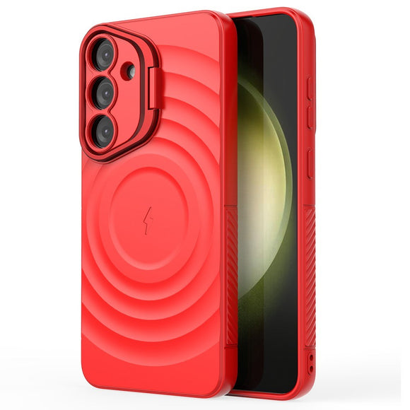 EIDERWOOD Samsung Galaxy S25+ (Plus) Fleksibelt Plastik Cover m. Tekstur & Kickstand - Rød