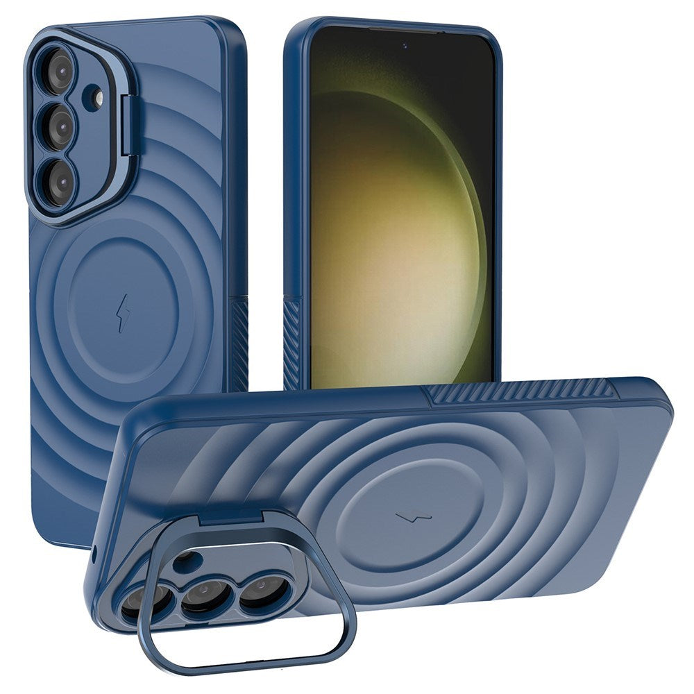 EIDERWOOD Samsung Galaxy S25+ (Plus) Fleksibelt Plastik Cover m. Tekstur & Kickstand - Blå