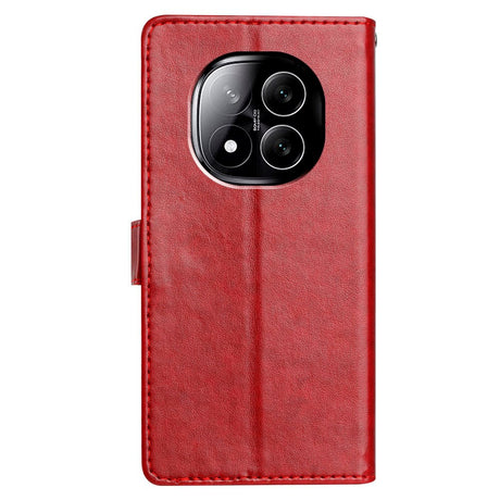 EIDERWOOD Xiaomi Redmi Note 14 Pro (5G) / Poco X7 Kunstlæder Flip Cover m. Strop - Mørkerød