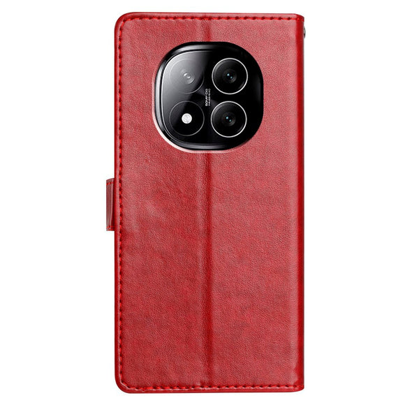 EIDERWOOD Xiaomi Redmi Note 14 Pro (5G) / Poco X7 Kunstlæder Flip Cover m. Strop - Mørkerød