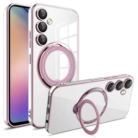 EIDERWOOD Samsung Galaxy S25 Fleksibelt Plastik Cover m. Kickstand - MagSafe Kompatibel - Gennemsigtig/Lyserød