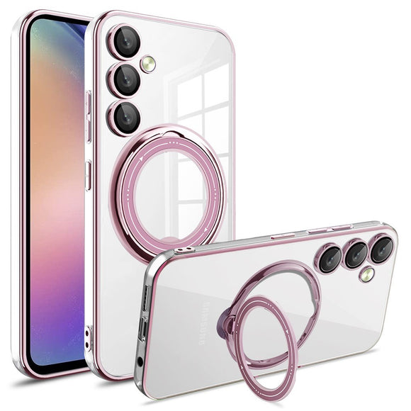EIDERWOOD Samsung Galaxy S25 Fleksibelt Plastik Cover m. Kickstand - MagSafe Kompatibel - Gennemsigtig/Lyserød
