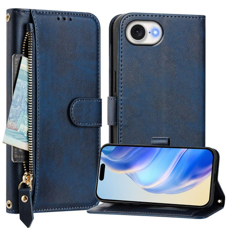 EIDERWOOD iPhone 17e / 16e Kunstlæder Flip Cover m. Pung & Strop - Blå