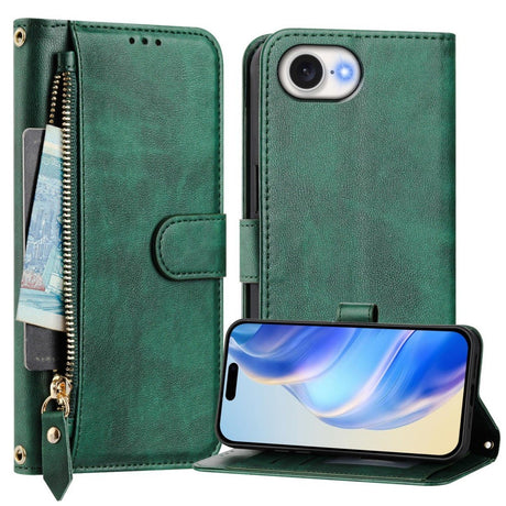 EIDERWOOD iPhone 17e / 16e Kunstlæder Flip Cover m. Pung & Strop - Grøn