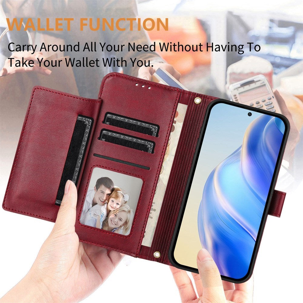 EIDERWOOD Xiaomi Redmi Note 14 Pro+ / 14 Pro (5G) Flip Cover m. Kortholder til 6 Kort & Lynlåslomme - Rød