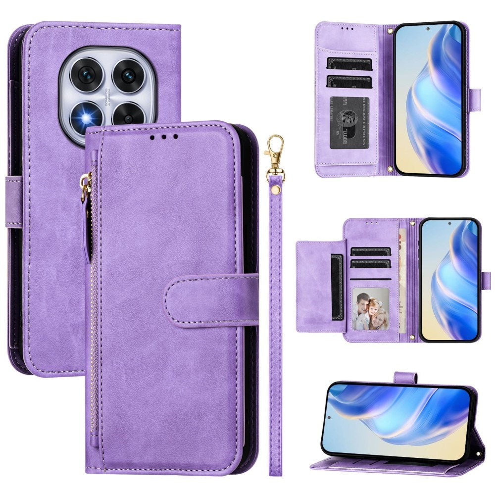 EIDERWOOD Xiaomi Redmi Note 14 Pro+ / 14 Pro (5G) Flip Cover m. Kortholder til 6 Kort & Lynlåslomme - Lilla