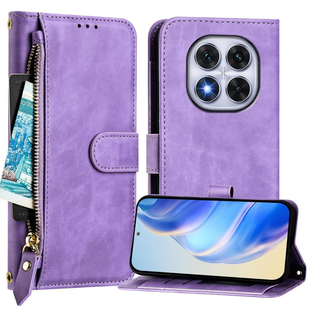 EIDERWOOD Xiaomi Redmi Note 14 Pro+ / 14 Pro (5G) Flip Cover m. Kortholder til 6 Kort & Lynlåslomme - Lilla