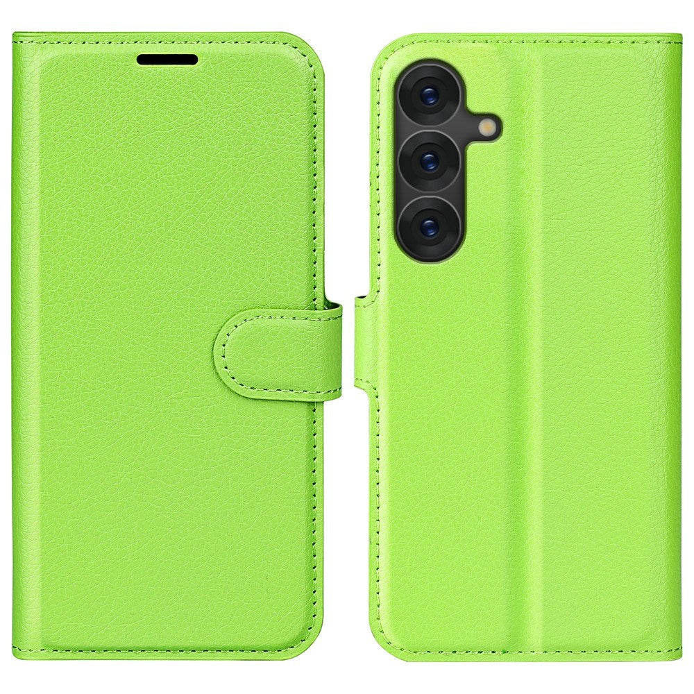EIDERWOOD Samsung Galaxy S25+ (Plus) Læder Wallet Case med Litchi Tekstur og Stødabsorbering - Grøn