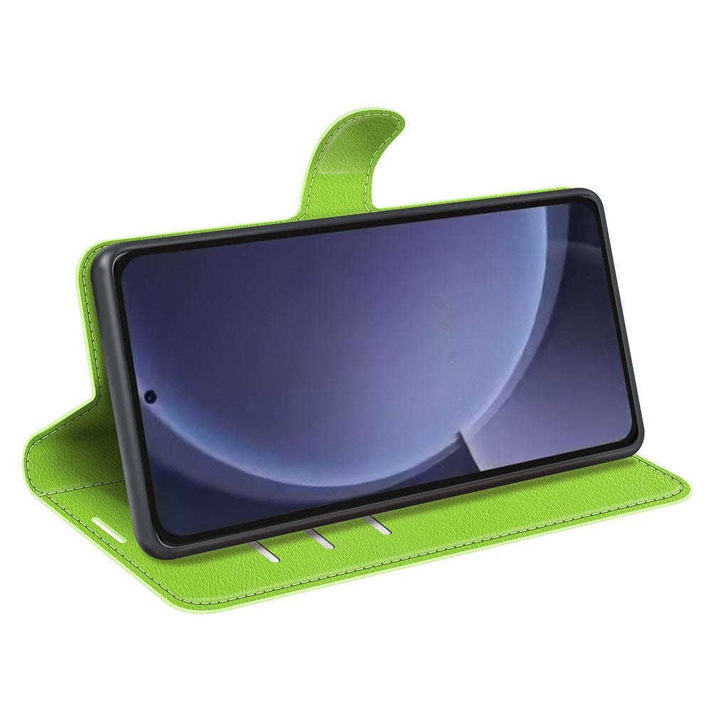 EIDERWOOD Samsung Galaxy S25+ (Plus) Læder Wallet Case med Litchi Tekstur og Stødabsorbering - Grøn